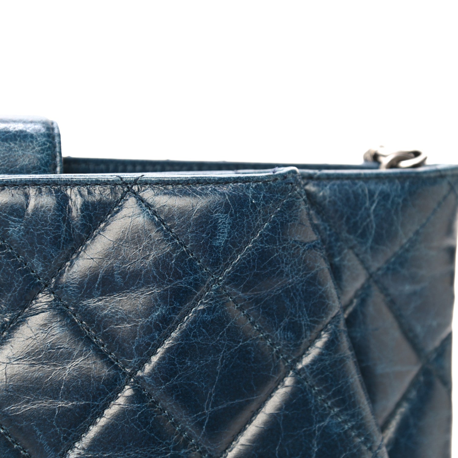 Chanel Aged Calfskin Quilted Zip Clutch Blue 14 of 24