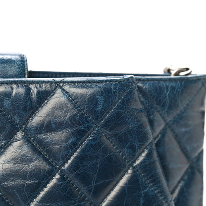Chanel Aged Calfskin Quilted Zip Clutch Blue 14 of 24