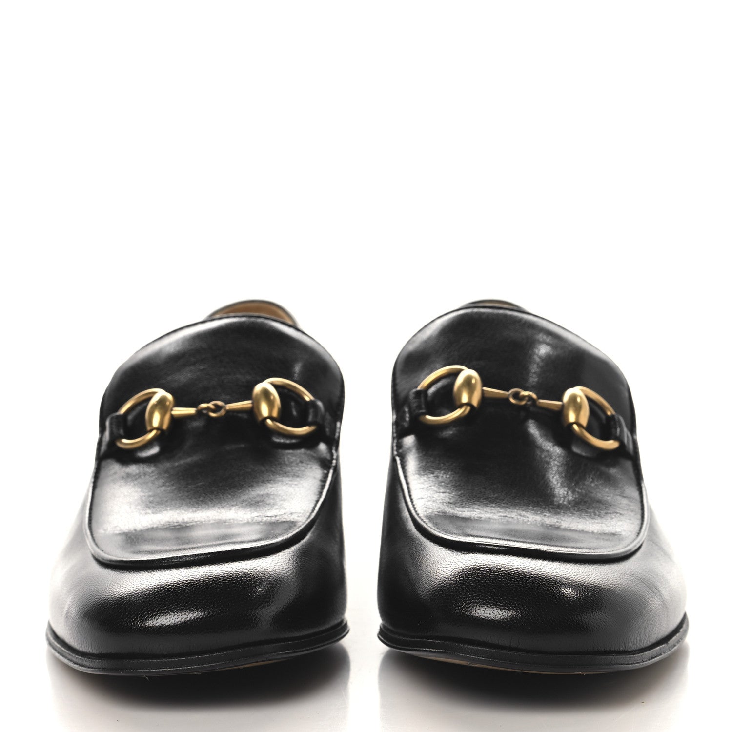 Gucci Goatskin Womens Horsebit Mid-Heel Loafers 38 Black 3 of 10