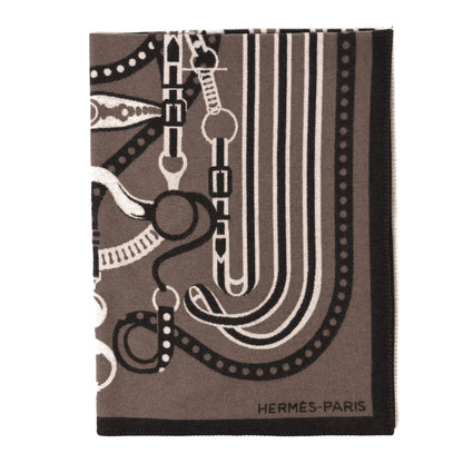 Hermes Wool Cashmere Grand Tralala Blanket Etoupe 1 of 3