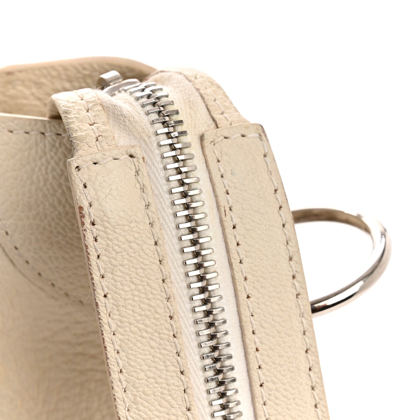Chevre Silver Metallic Edge Hardware S City Blanc Neige