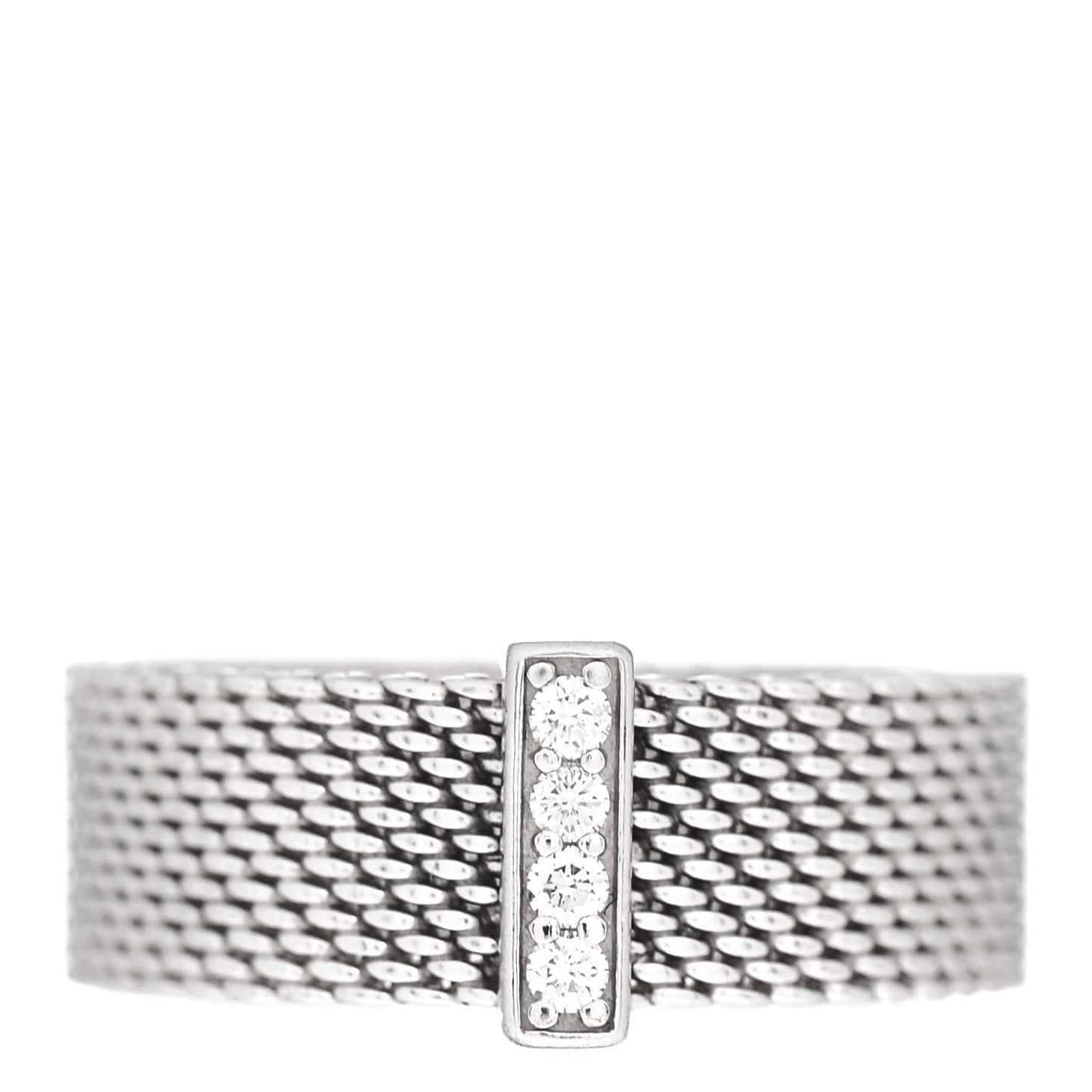 Sterling Silver Diamond Somerset Mesh Ring 53 6.5