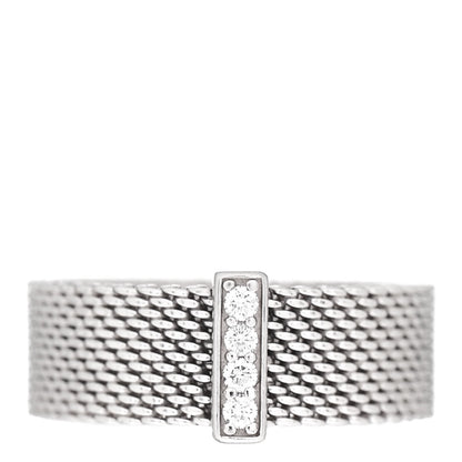 Tiffany Sterling Silver Diamond Somerset Mesh Ring 53 6.5 1 of 4
