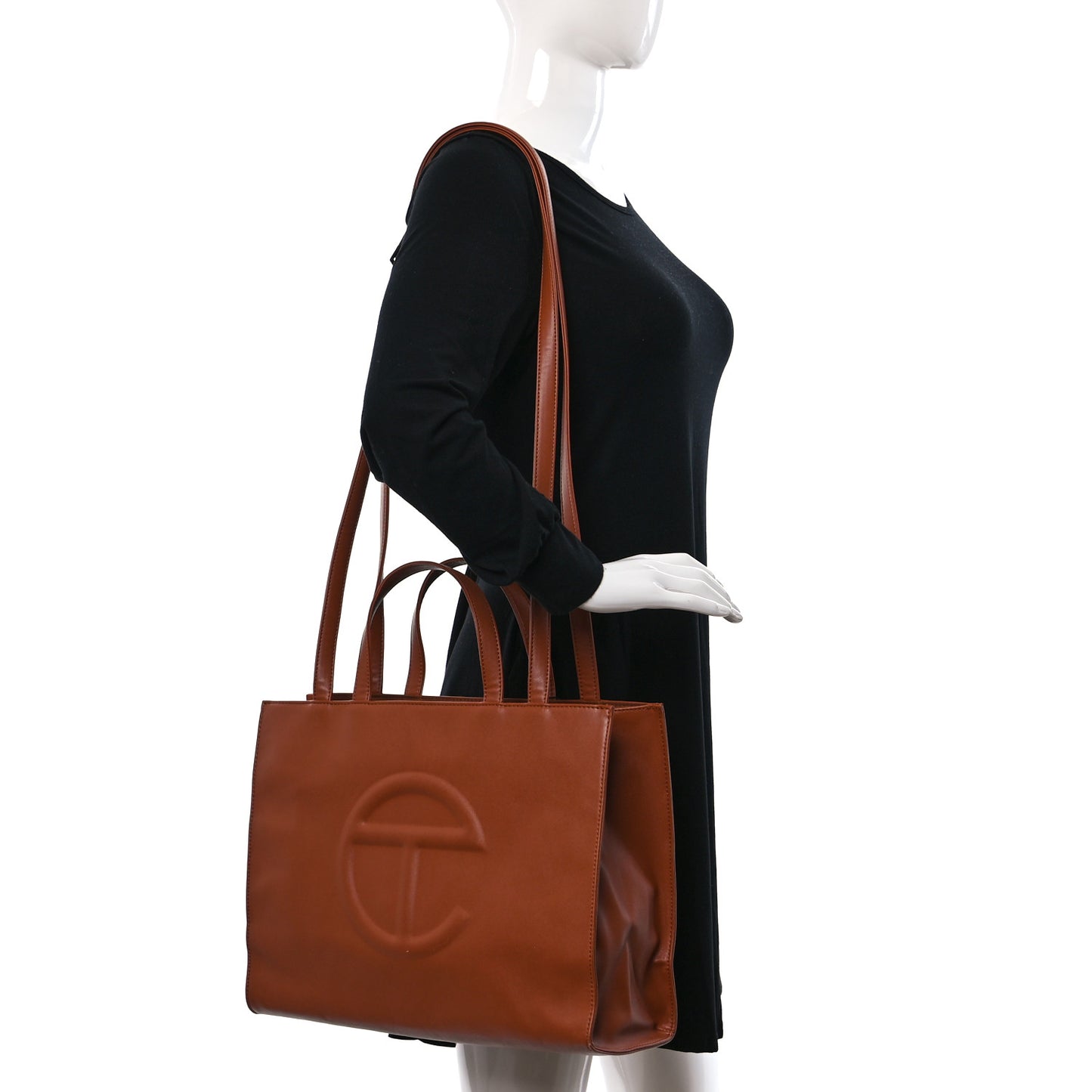 Vegan Leather Medium Shopping Bag Tan