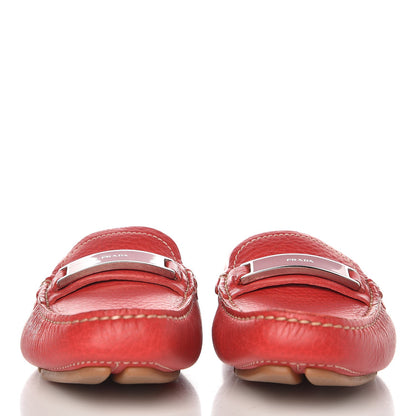 Prada Vitello Daino Logo Mules 36.5 Red 2 of 13