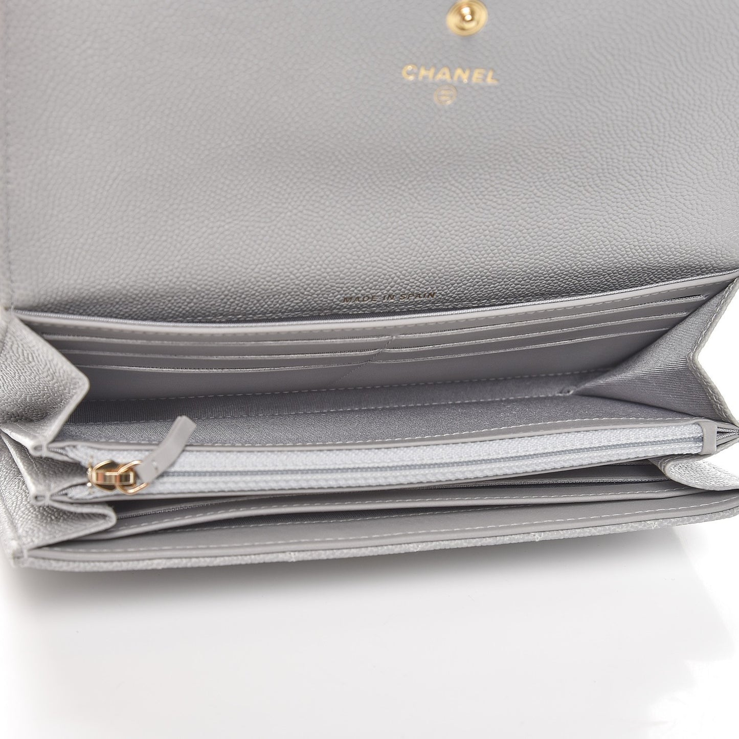Caviar Quilted Boy Flap Wallet Grey
