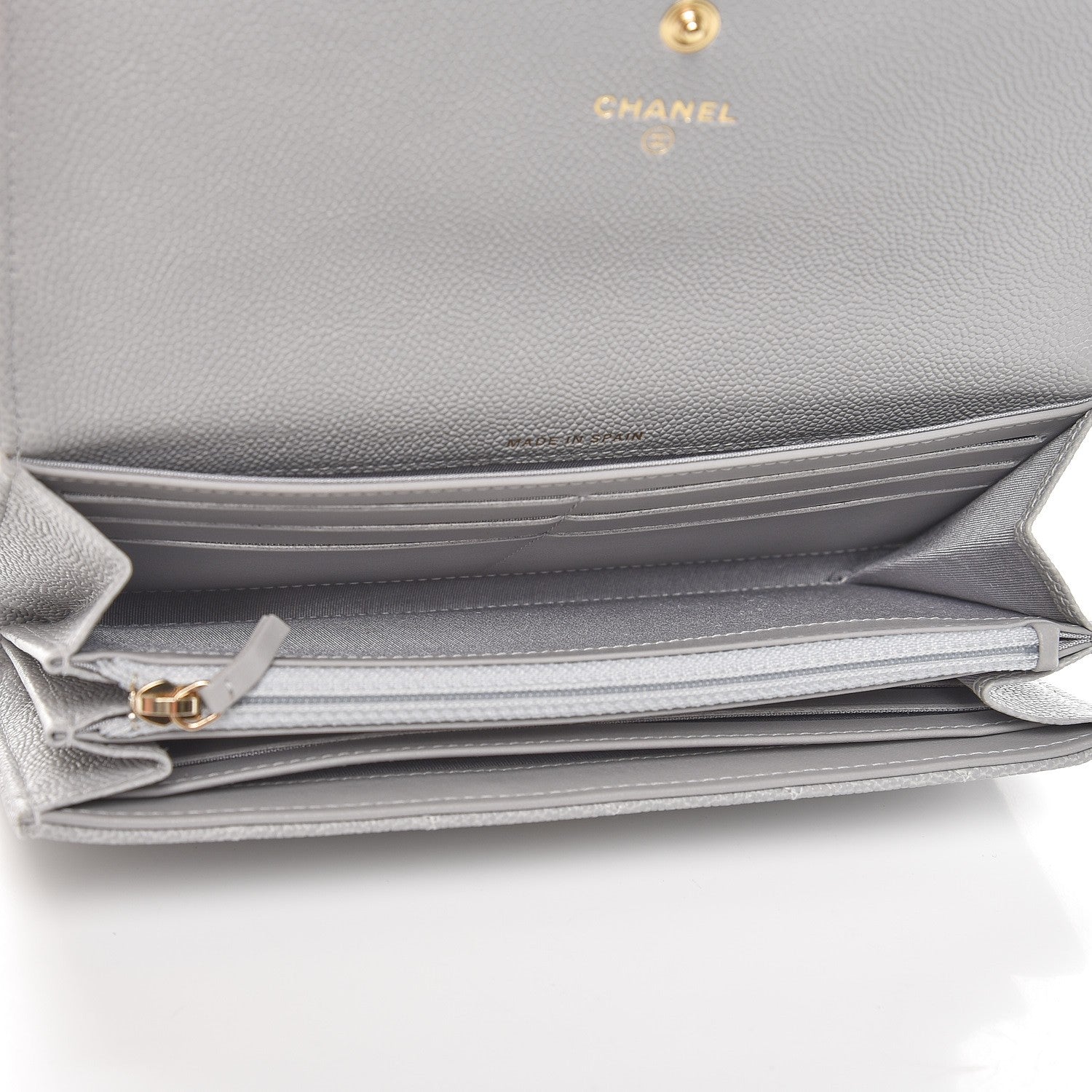 Chanel Caviar Quilted Boy Flap Wallet Grey 5 of 9