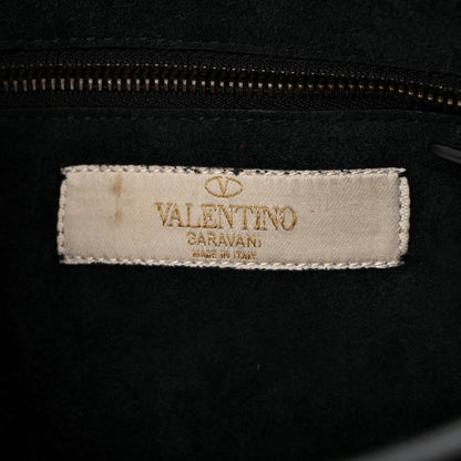 Valentino Garavani Grained Calfskin Tribal B-Rockstud Rolling Flap Black 6 of 10
