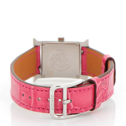 Hermes Stainless Steel Alligator 21mm Heure H Hour Quartz Watch Framboise 4 of 8