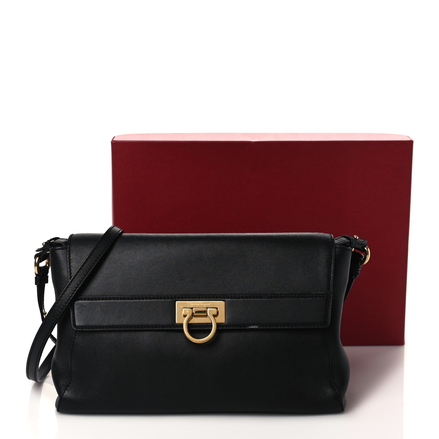 Salvatore Ferragamo Calfskin Abbey Crossbody Black 11 of 11
