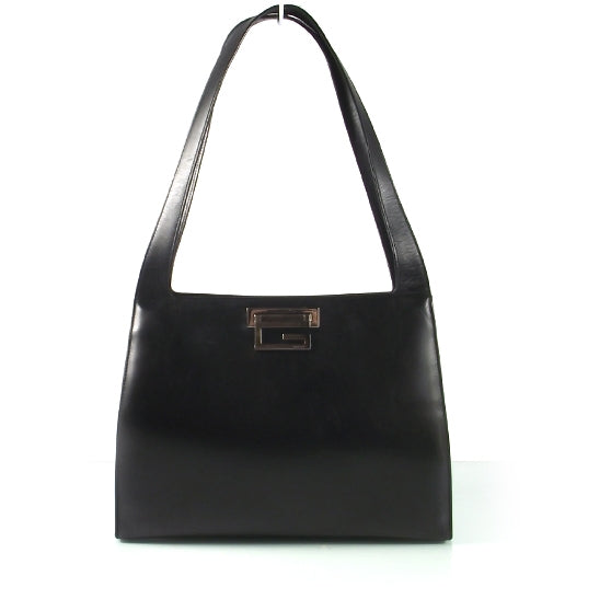Leather Logo Shoulder Bag Black