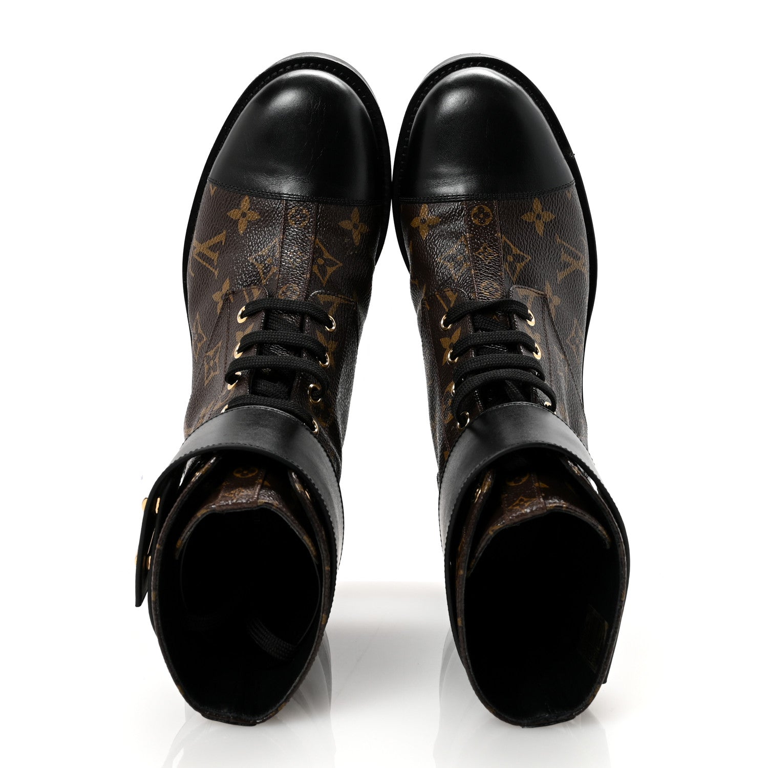 Louis Vuitton Calfskin Monogram Wonderland Flat Ranger Boots 39.5 Black 2 of 7