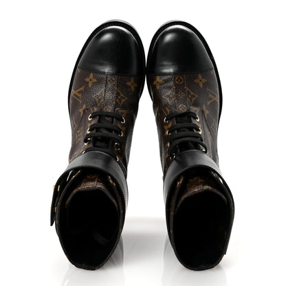 Louis Vuitton Calfskin Monogram Wonderland Flat Ranger Boots 39.5 Black 2 of 7