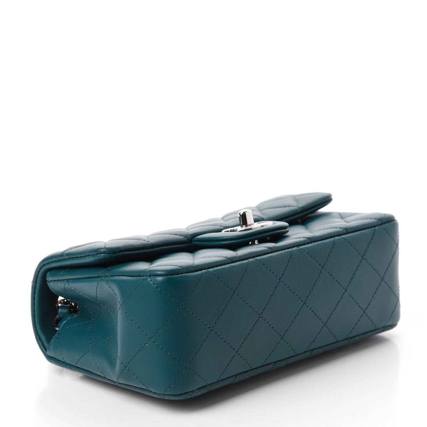 Lambskin Quilted Mini Rectangular Flap Dark Blue