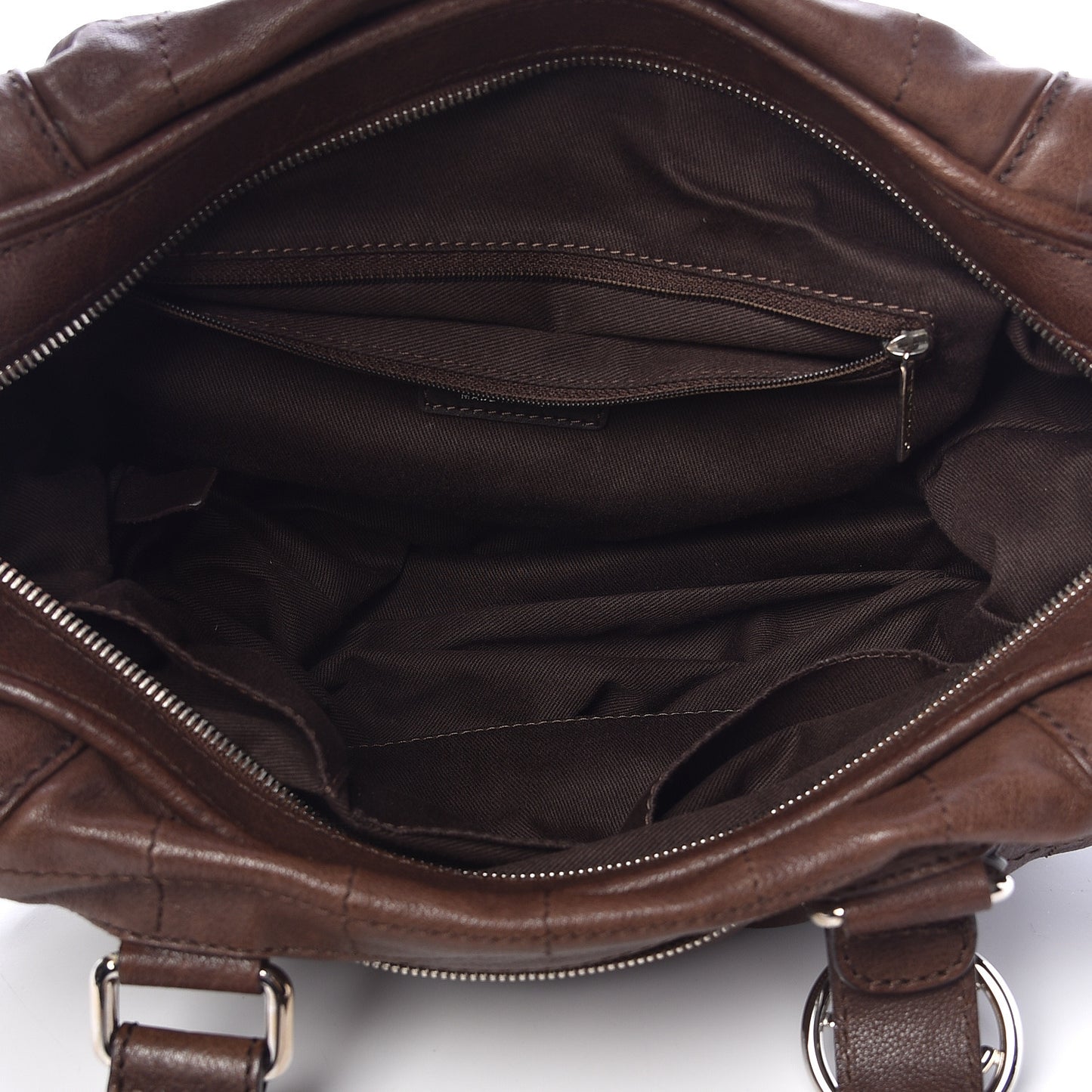 Calfskin Stitched Outdoor Ligne Bowler Brown