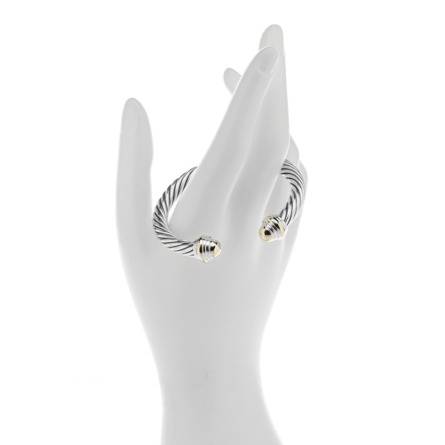 David Yurman Sterling Silver 14K Yellow Gold 7mm Cable Classics Bracelet 2 of 4