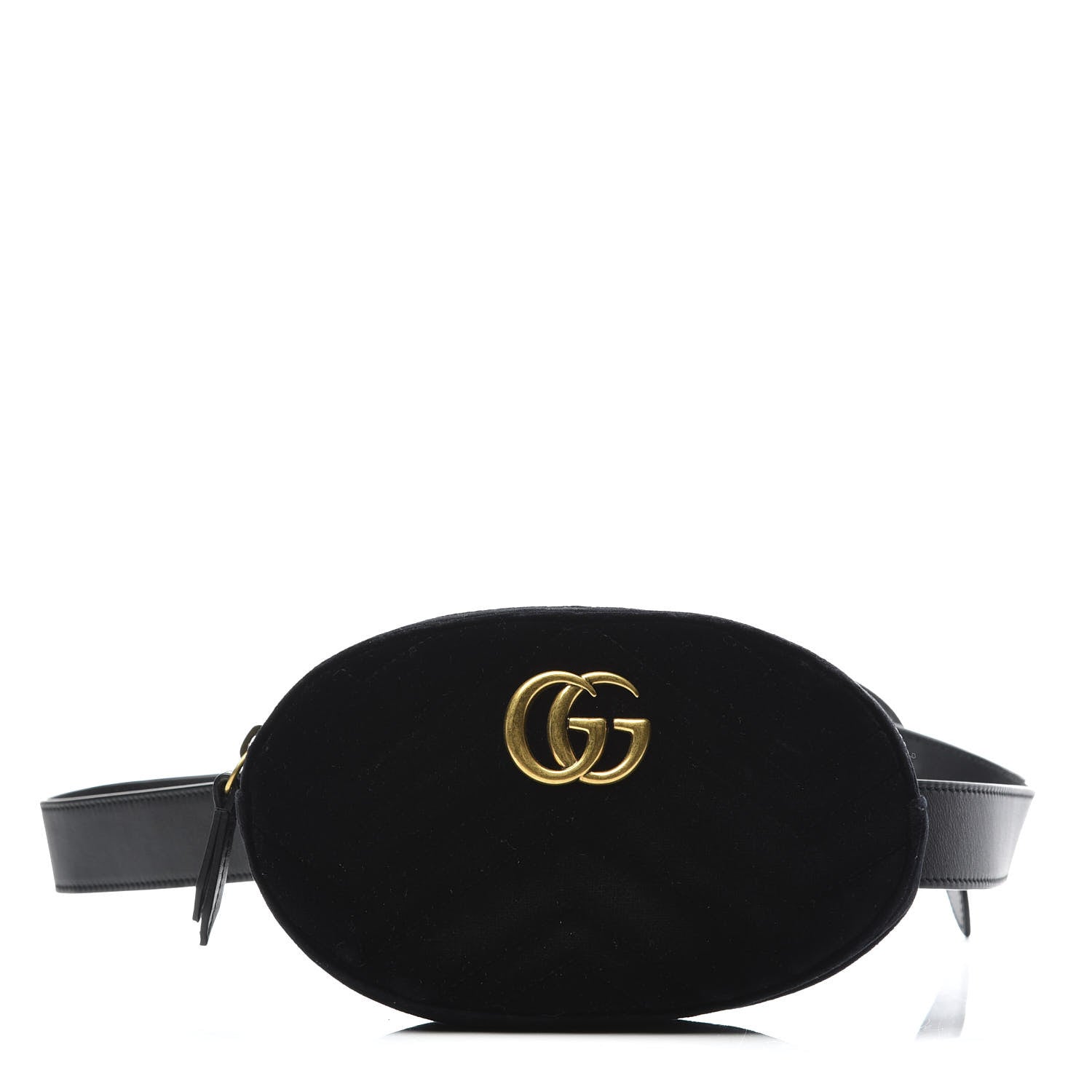 Gucci Velvet Matelasse GG Marmont Belt Bag 95 38 Black 1 of 11