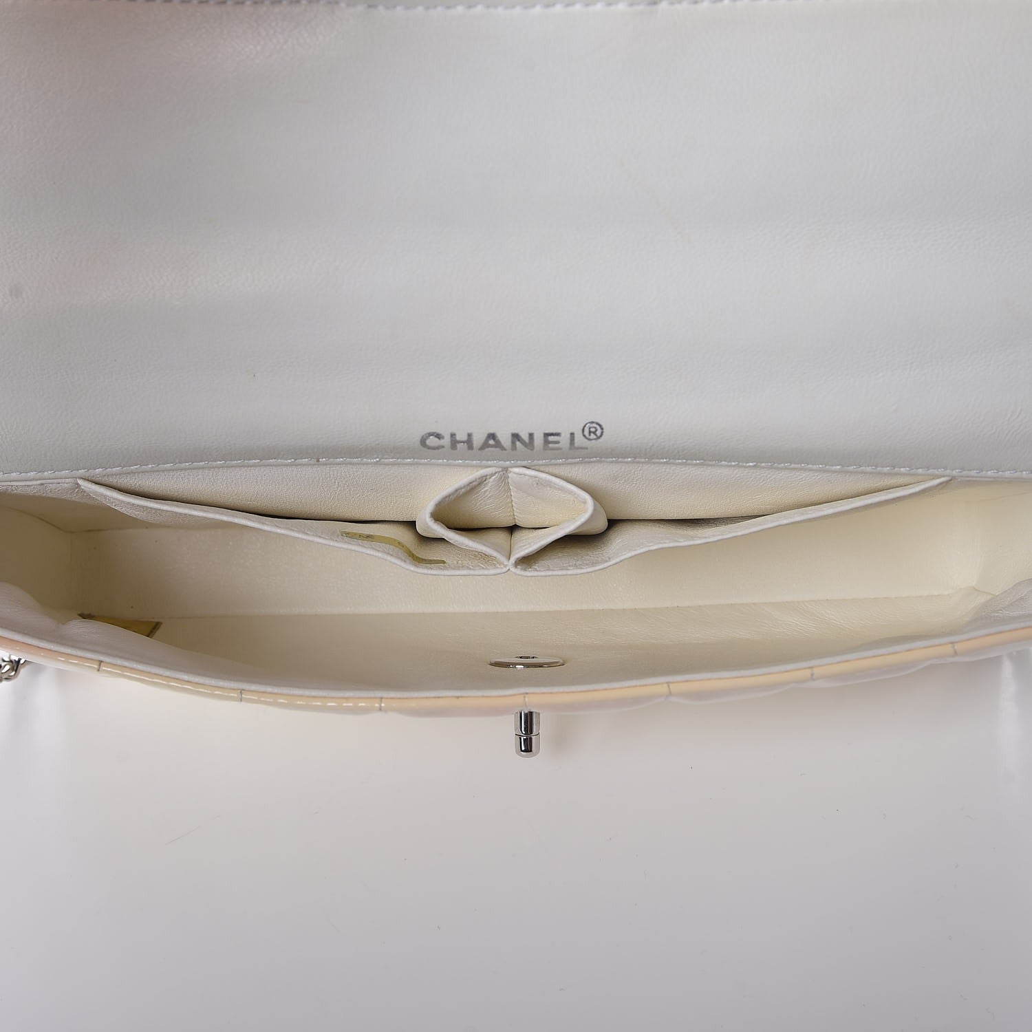 Chanel Patent East West Chocolate Bar Flap White Black 5 of 9