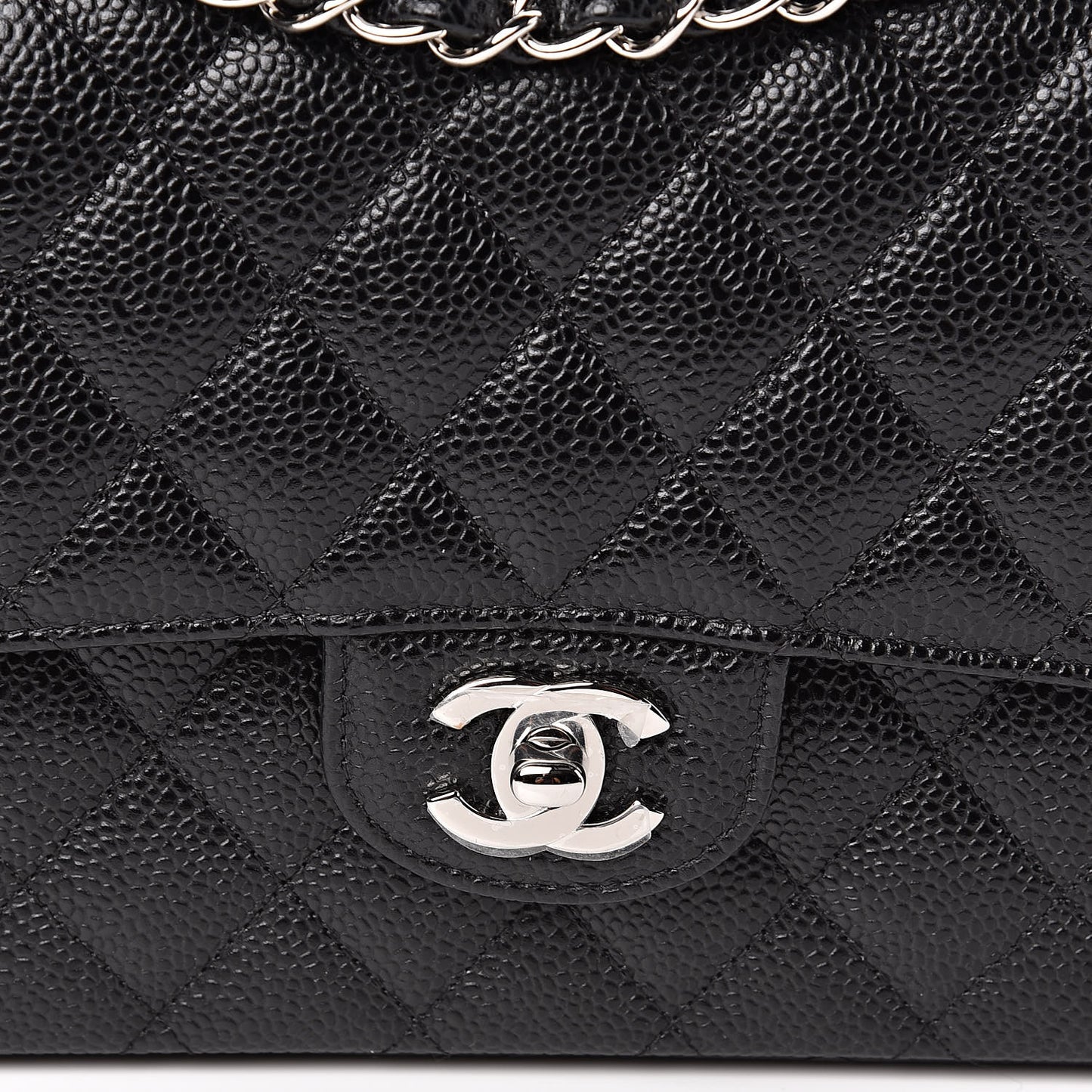 Caviar Quilted Medium Double Flap Black