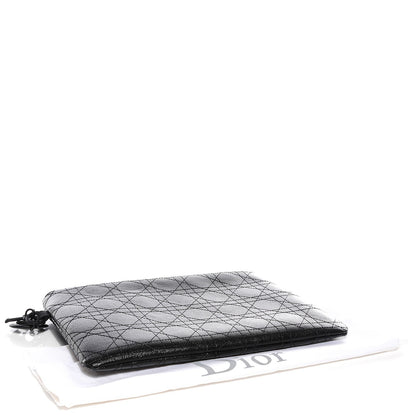 Christian Dior Coated Canvas Cannage Panarea Clutch Black 4 of 9
