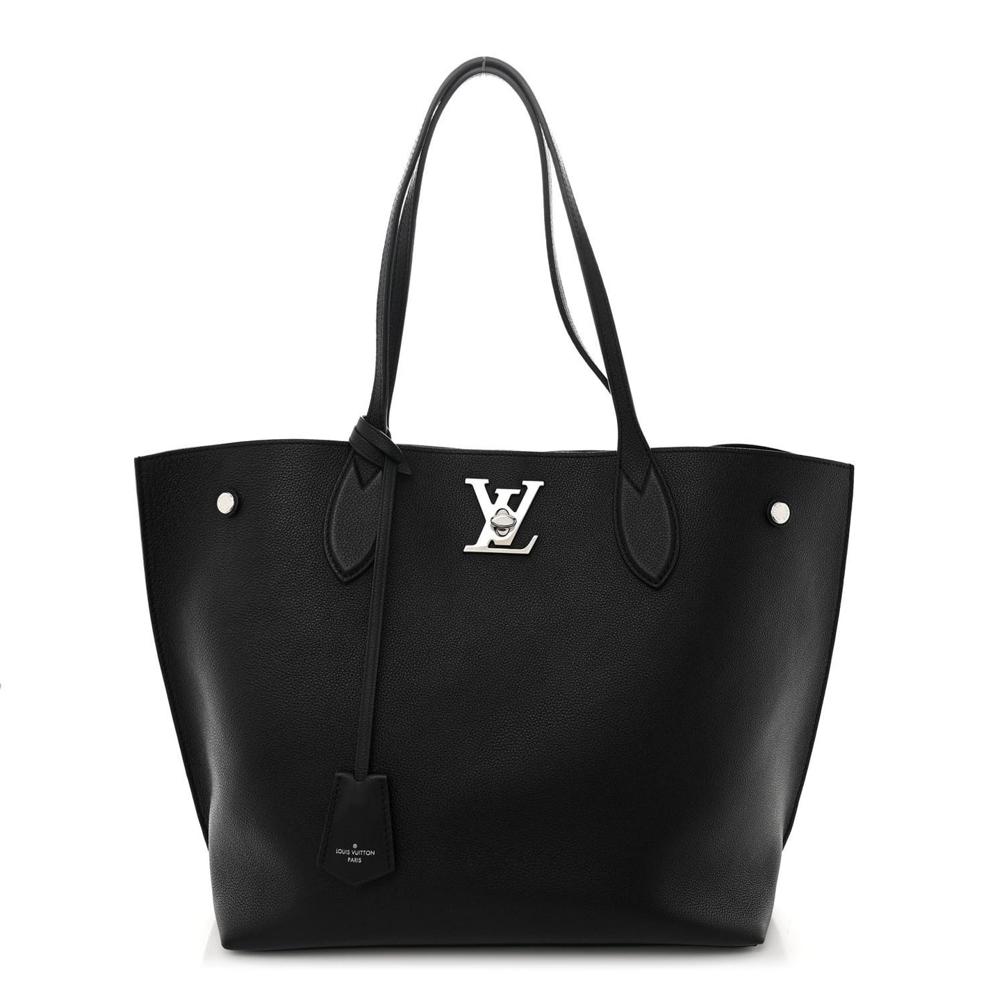 Calfskin Lockme Go Tote Black