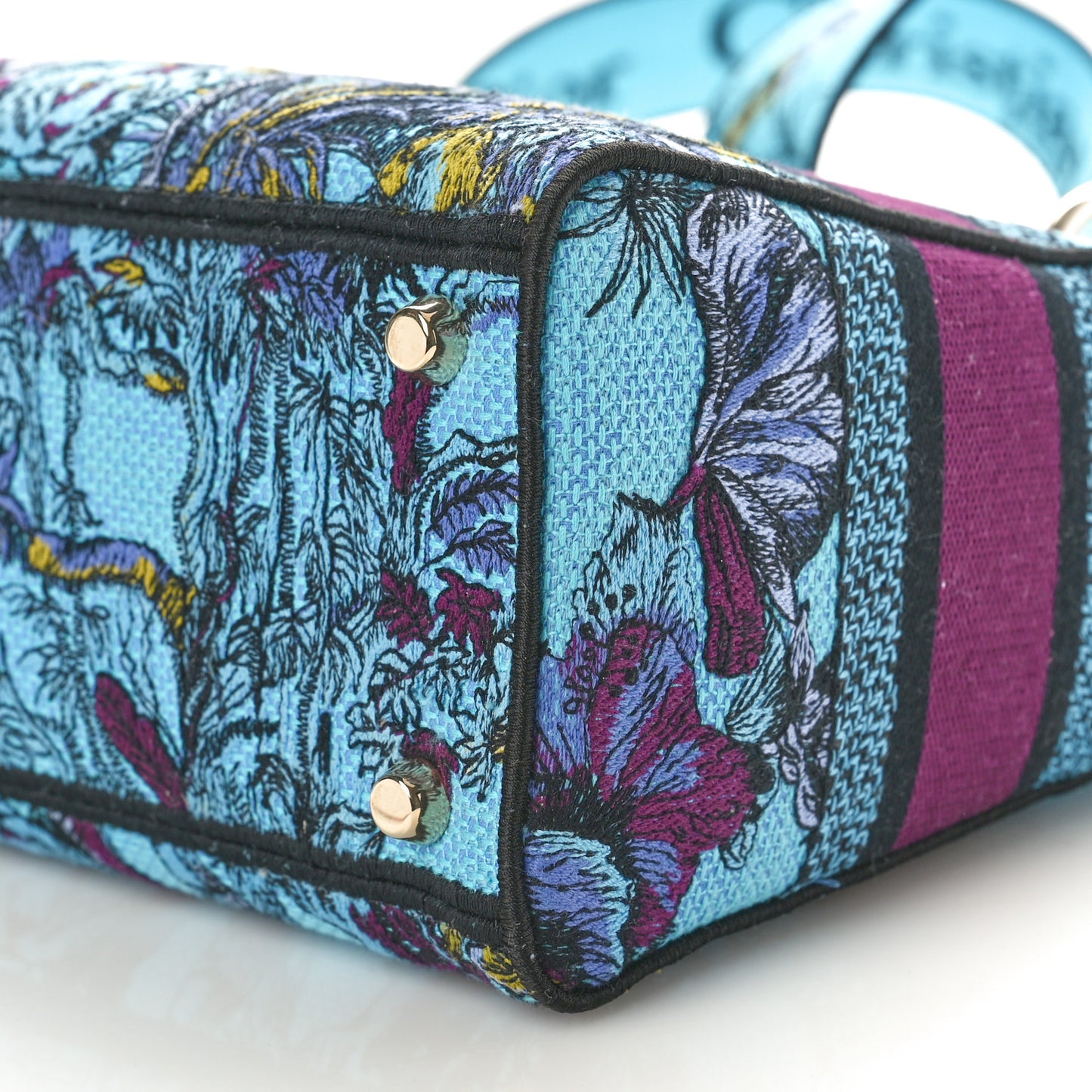 Canvas Toile de Jouy Voyage Embroidered Medium Lady D-Lite Celestial Blue