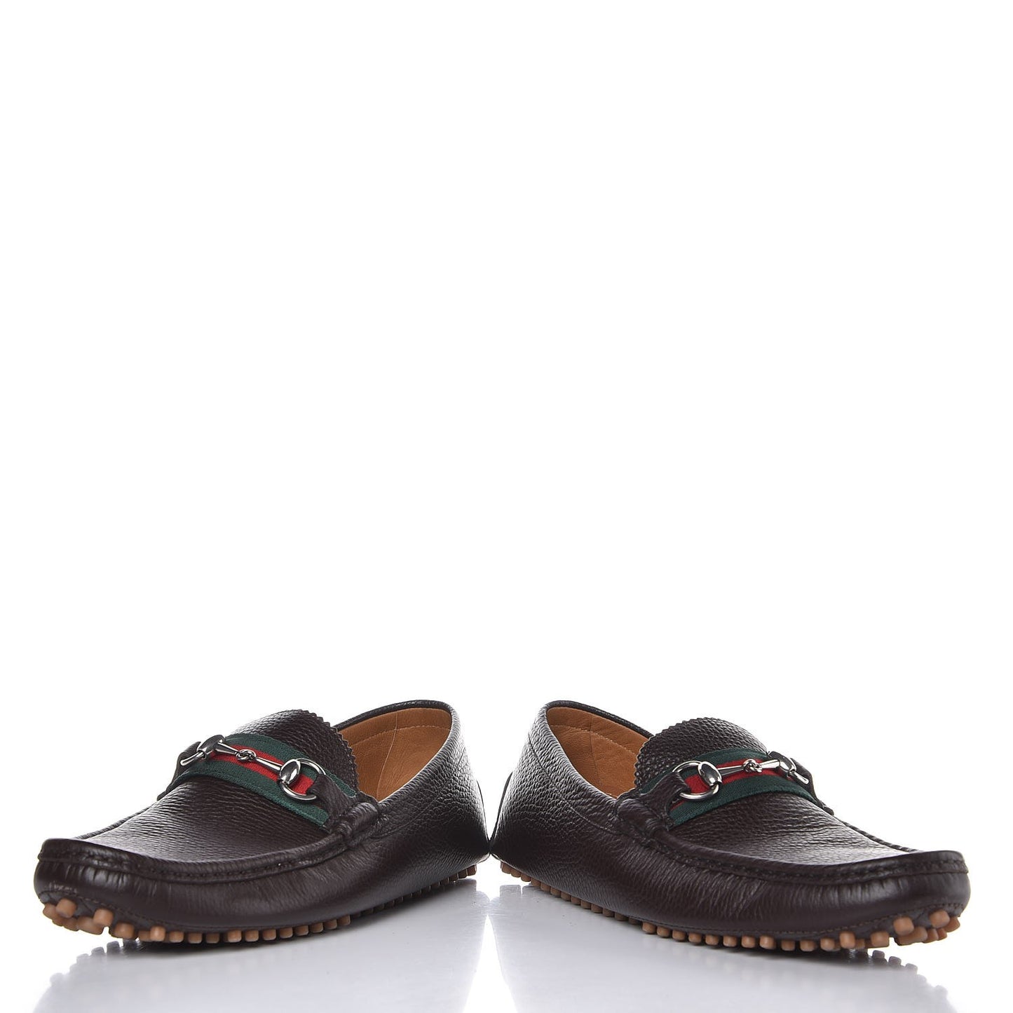 Calfskin Web Mens Horsebit Driver Loafers 9.5 Cocoa