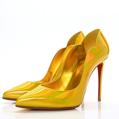 Christian Louboutin Metallic Patent Psychic Hot Chick 100 Pumps 38.5 Yellow 3 of 7