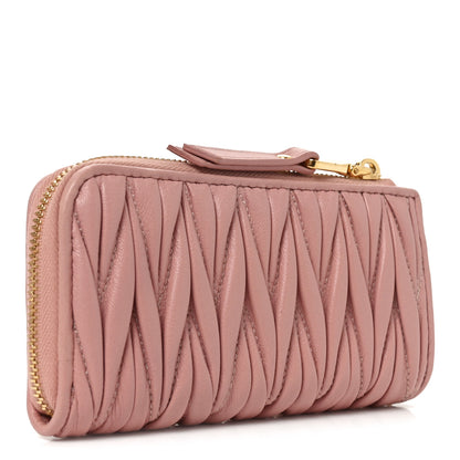 Miu Miu Nappa Matelasse Compact Zip Around Wallet Orchidea 3 of 7