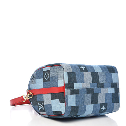 Louis Vuitton Denim Damier Monogram Patchwork Speedy Bandouliere 30 Blue Rouge 4 of 11