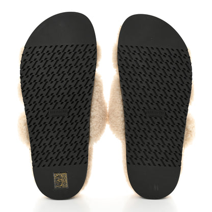 Hermes Woolskin Womens Chypre Sandals 40 Ecru 5 of 9