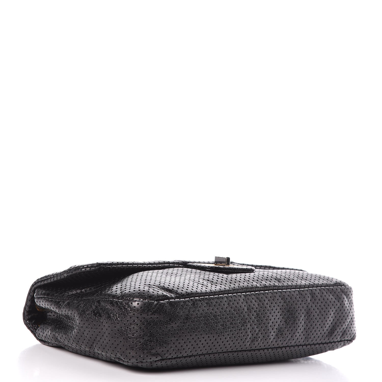 Chanel Metallic Crackled Calfskin Large Perforated Drill Flap Black 4 of 14