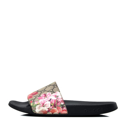 Gucci GG Supreme Monogram Blooms Slide Sandals 38 Beige Multicolor 1 of 10