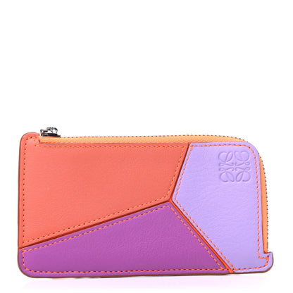 Loewe Calfskin Paula's Ibiza Puzzle Colorblock Coin Card Holder Grapefruit Mauve 1 of 7