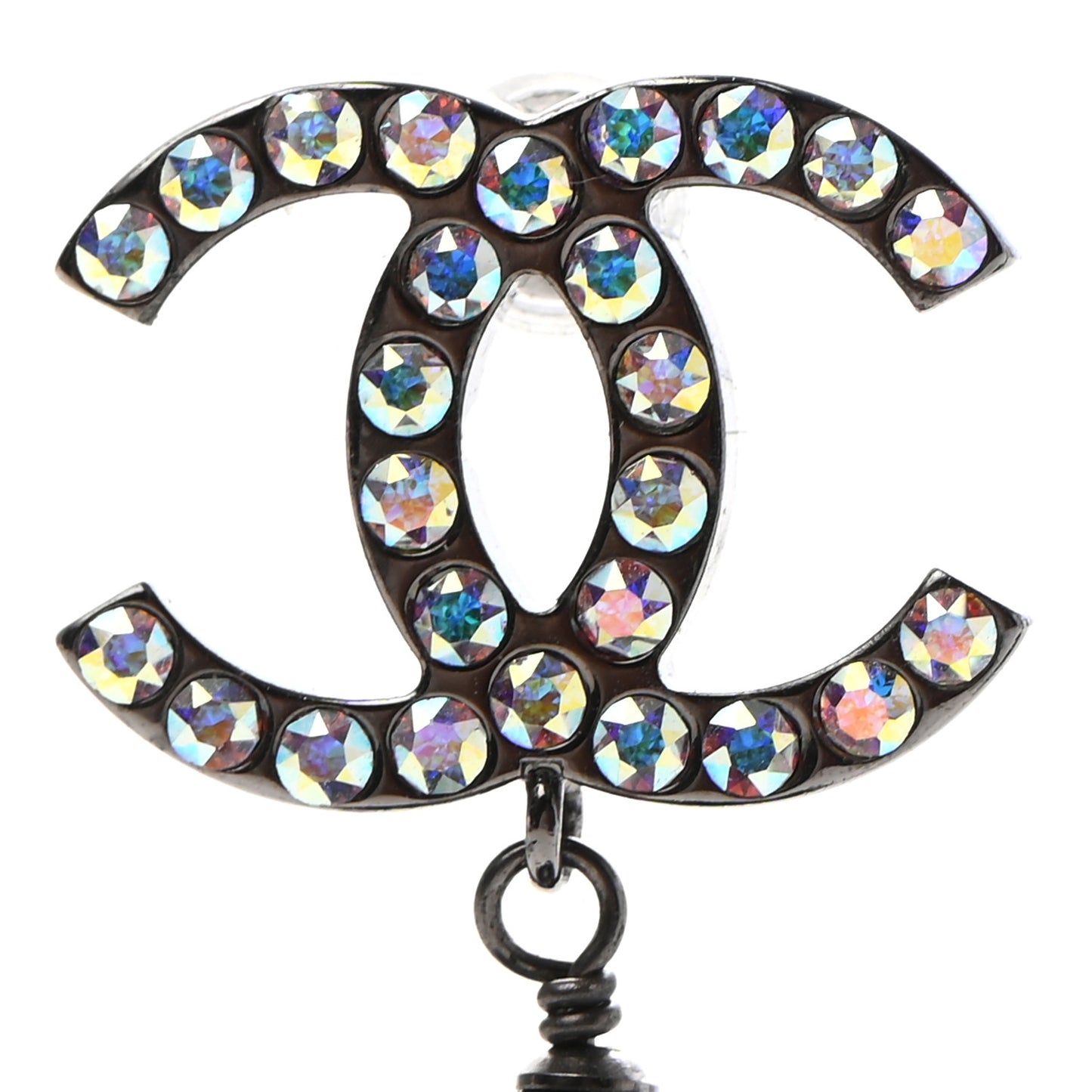 Iridescent Crystal Bead CC Drop Earrings Black
