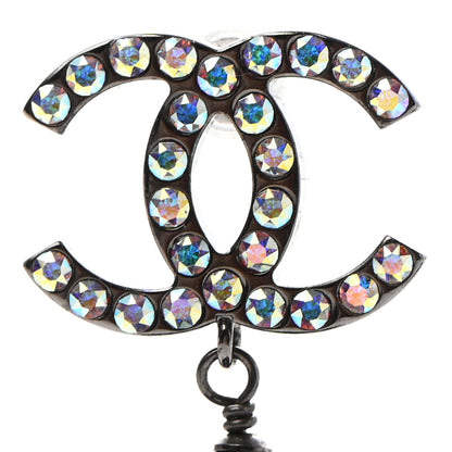 Chanel Iridescent Crystal Bead CC Drop Earrings Black 6 of 6