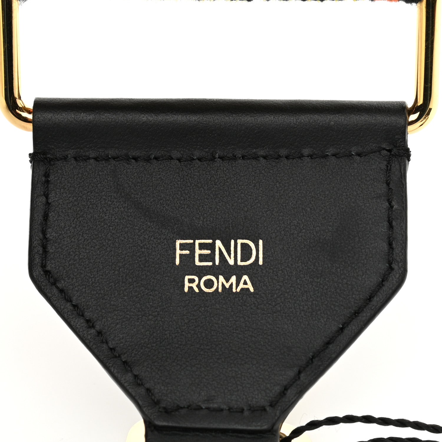 Fendi Cannete Ribbon Poly Vitello Century Logo Adjustable Strap You Giallo Black 4 of 6