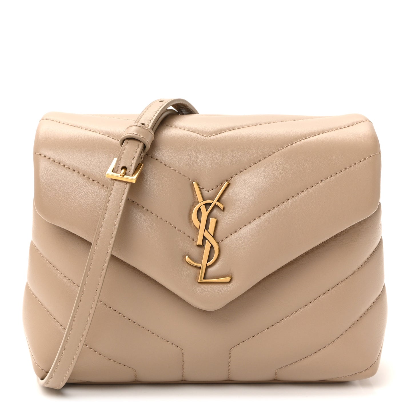 Calfskin Y Quilted Monogram Toy Loulou Crossbody Bag Dark Beige