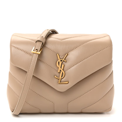Saint Laurent Calfskin Y Quilted Monogram Toy Loulou Crossbody Bag Dark Beige 1 of 10