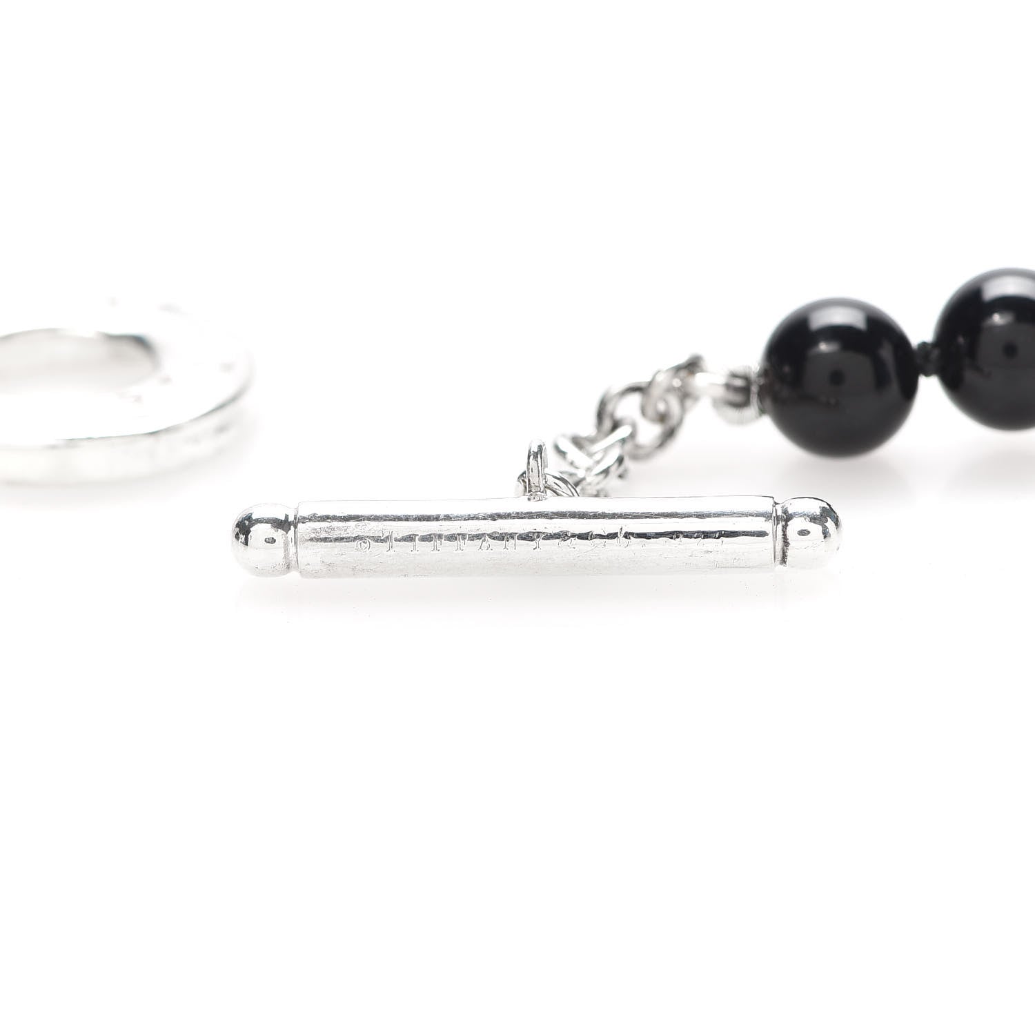 Tiffany Sterling Silver Black Onyx Bead Toggle Necklace 6 of 6