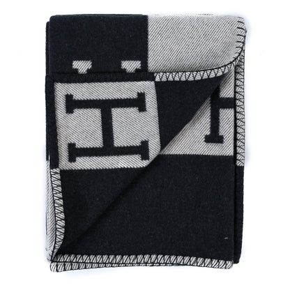 Hermes Wool Cashmere Avalon Blanket Ecru Black 2 of 3
