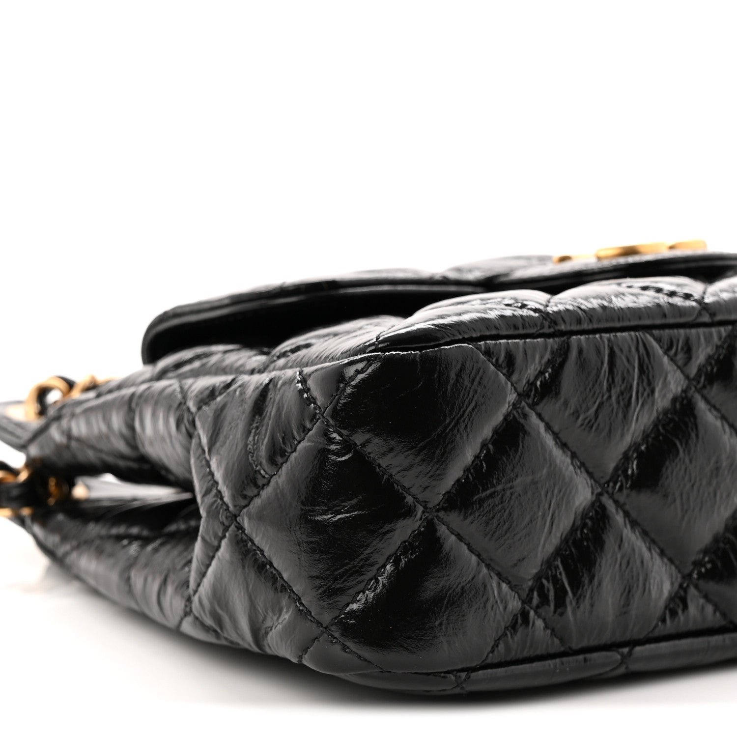 Chanel Shiny Crumpled Calfskin Quilted Small Wavy CC Hobo Black 9 of 11