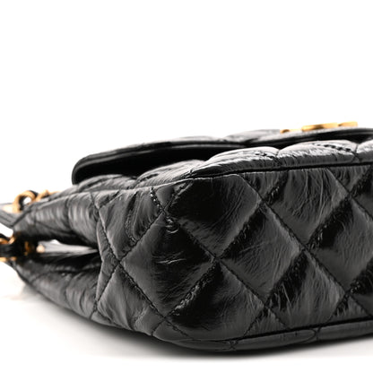 Chanel Shiny Crumpled Calfskin Quilted Small Wavy CC Hobo Black 9 of 11