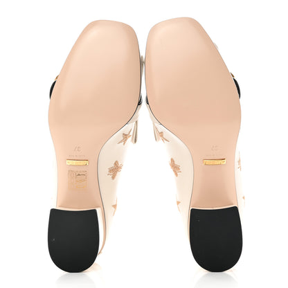 Gucci Quentin Goatskin Bee Star Embroidered GG Marmont Fringe 50mm Loafer Pumps 37 Mystic White 5 of 11