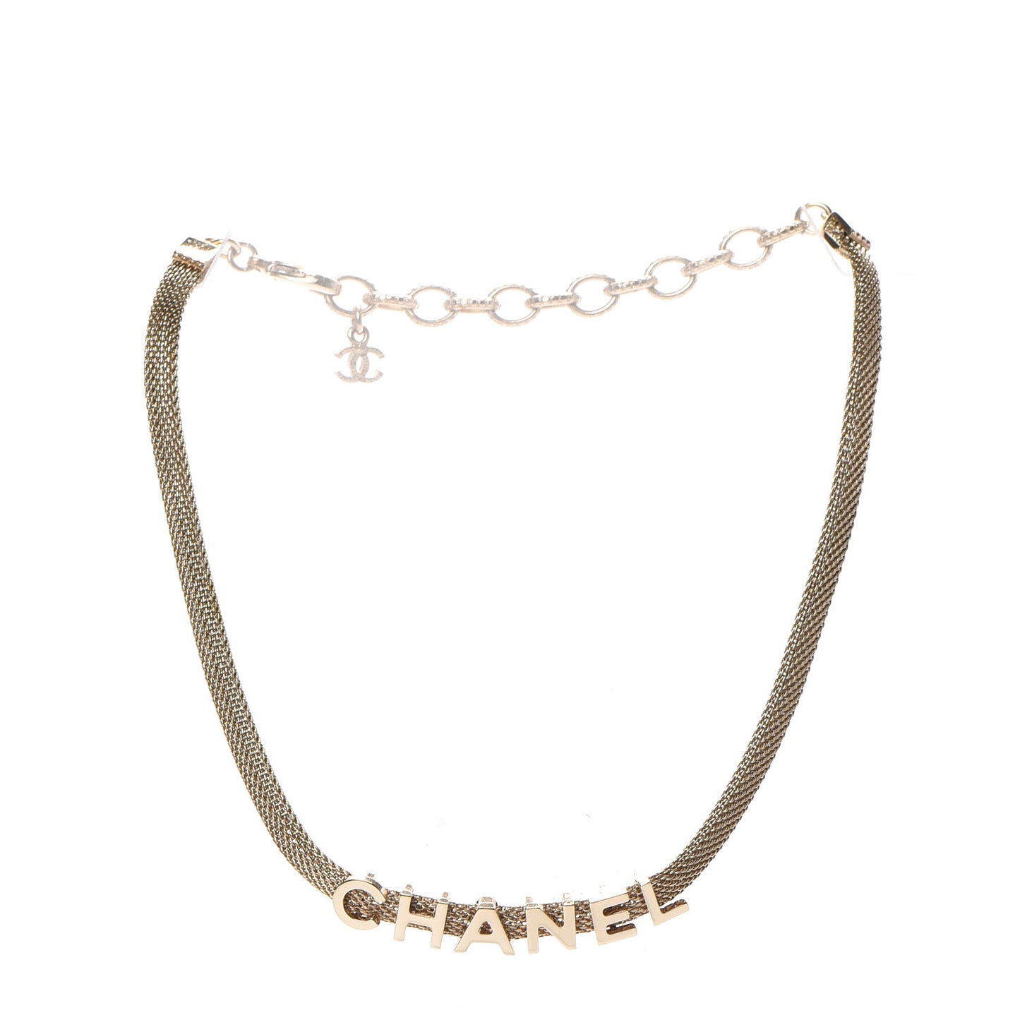 Mesh Logo Choker Necklace Gold