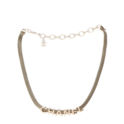 Chanel Mesh Logo Choker Necklace Gold 2 of 4