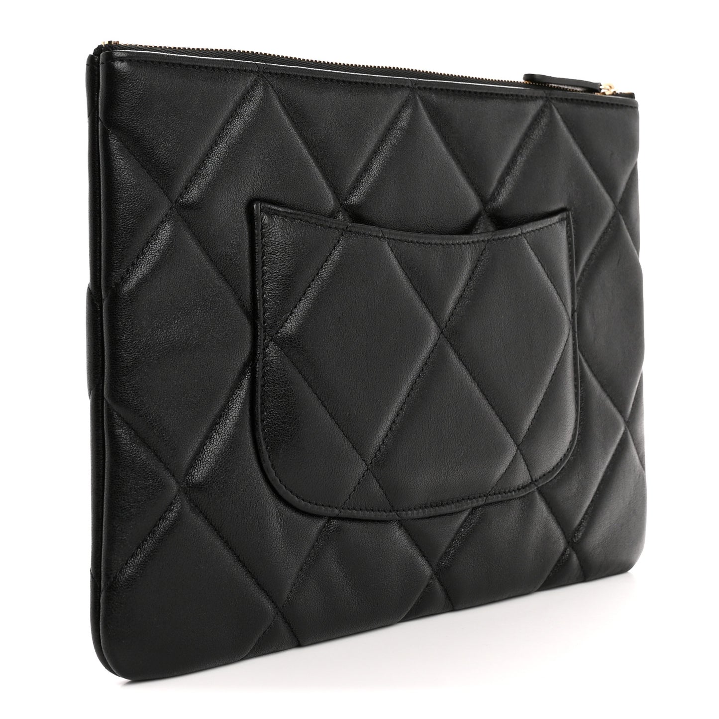 Lambskin Quilted Large Chanel 19 Cosmetic Case Black