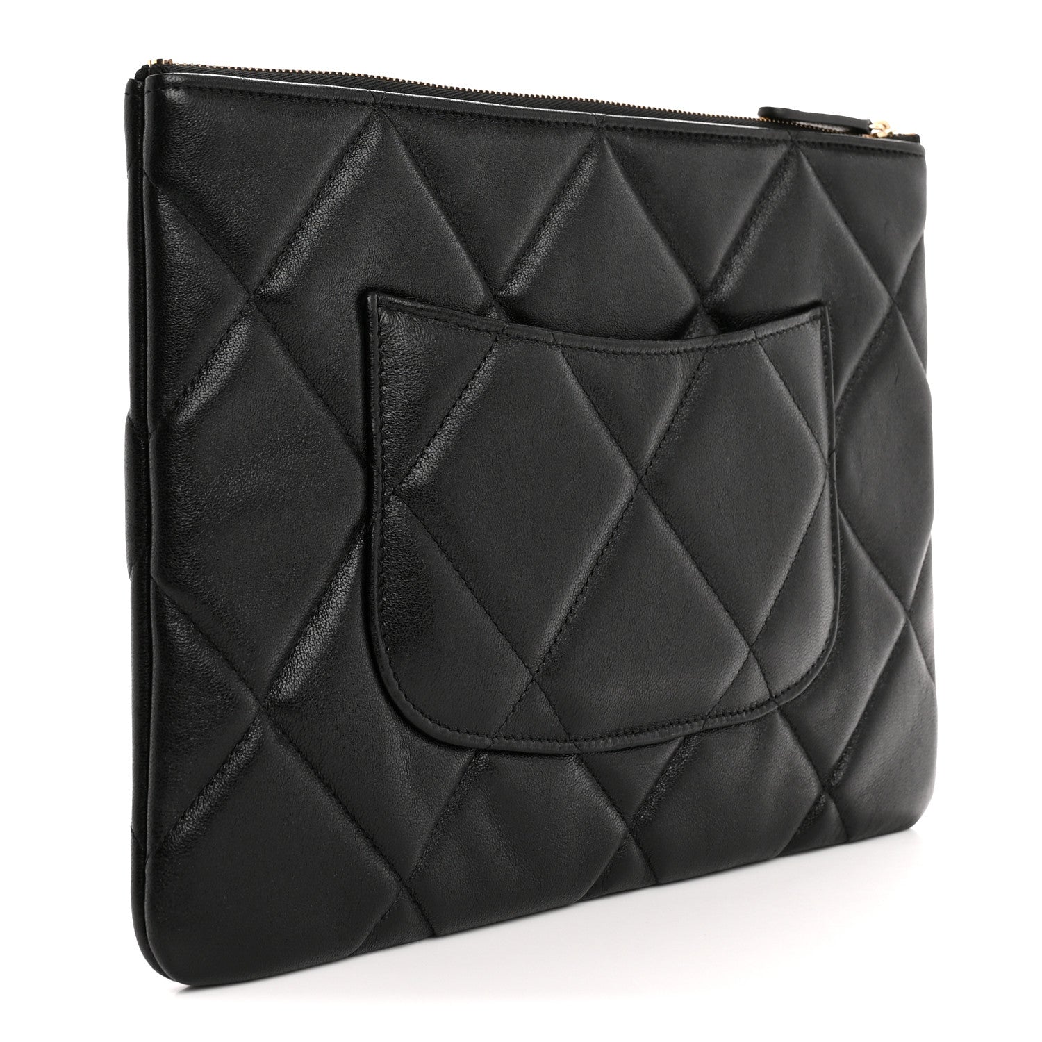 Chanel Lambskin Quilted Large Chanel 19 Cosmetic Case Black 3 of 8