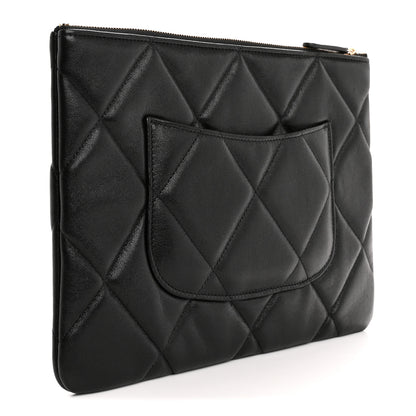 Chanel Lambskin Quilted Large Chanel 19 Cosmetic Case Black 3 of 8