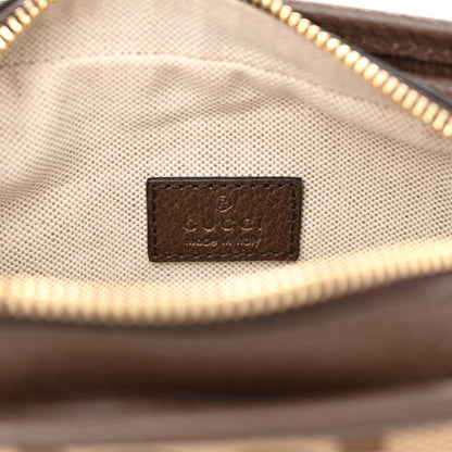 Gucci Monogram Jumbo GG Textured Dollar Calfskin Web Mini Crossbody Bag Camel Ebony New Acero 6 of 10
